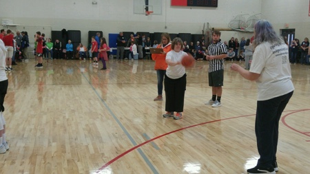 Van Hook residents playing basketball