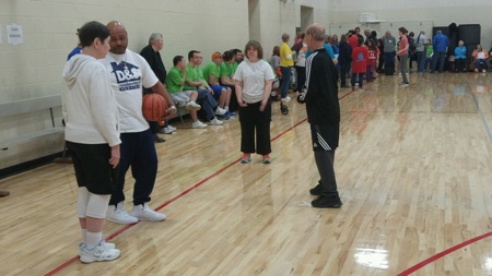 Van Hook residents playing basketball