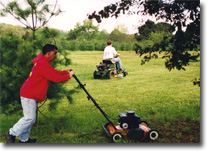 Daily living - mowing the grass